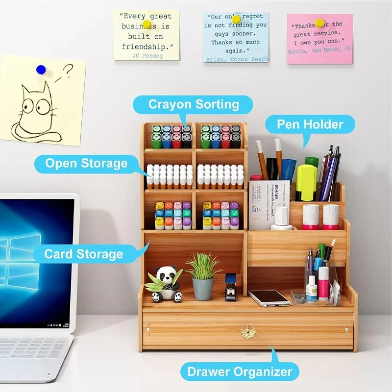 Deskon Quarry Wooden Desk Organizer with Drawer - view 5