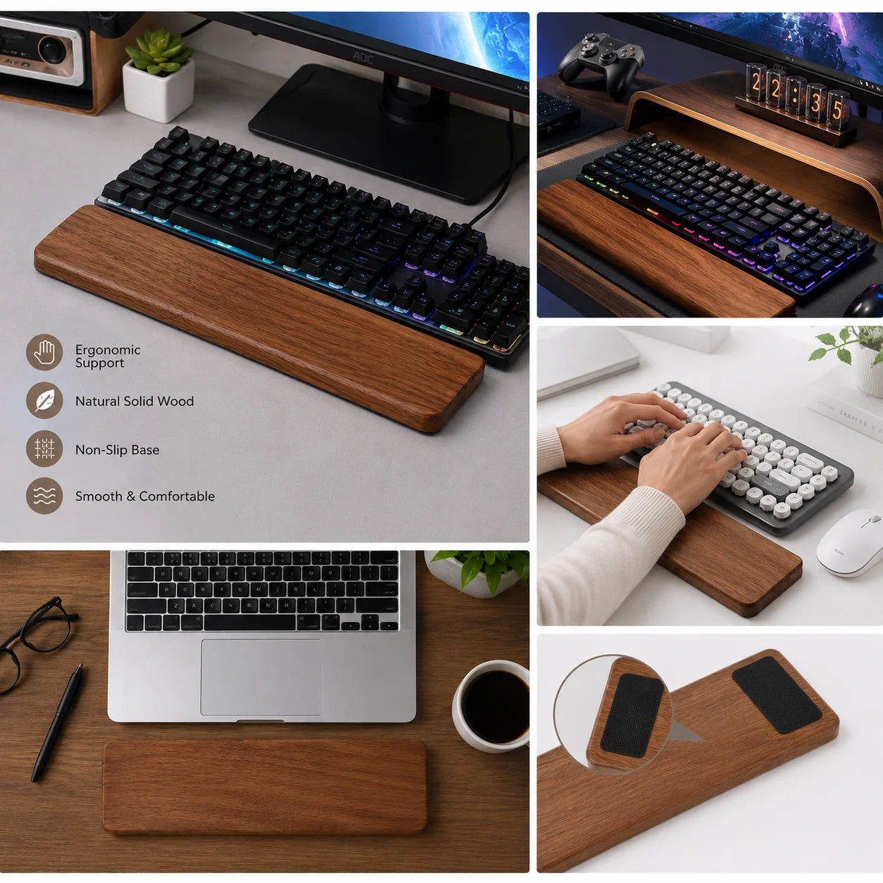 Deskon Fjord Solid Wood Keyboard Wrist Rest - view 2