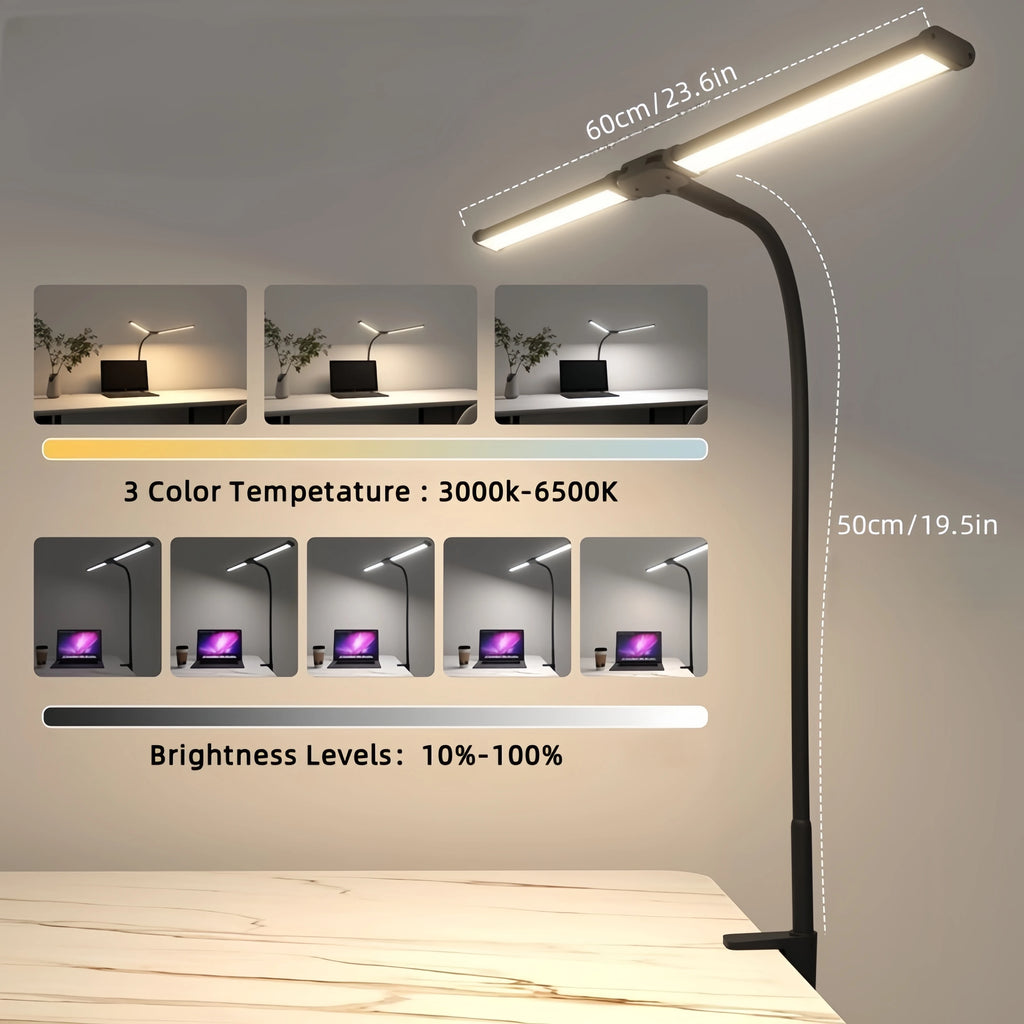 Clip-on architect style desk lamp with an adjustable arm