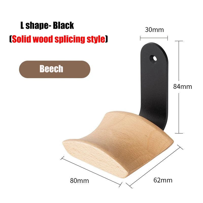 Walnut and alloy headphone bracket holding a gaming headset