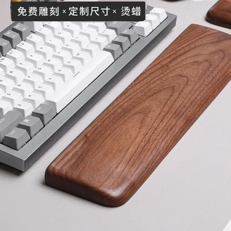 Premium black walnut wrist rest with a deep oiled finish