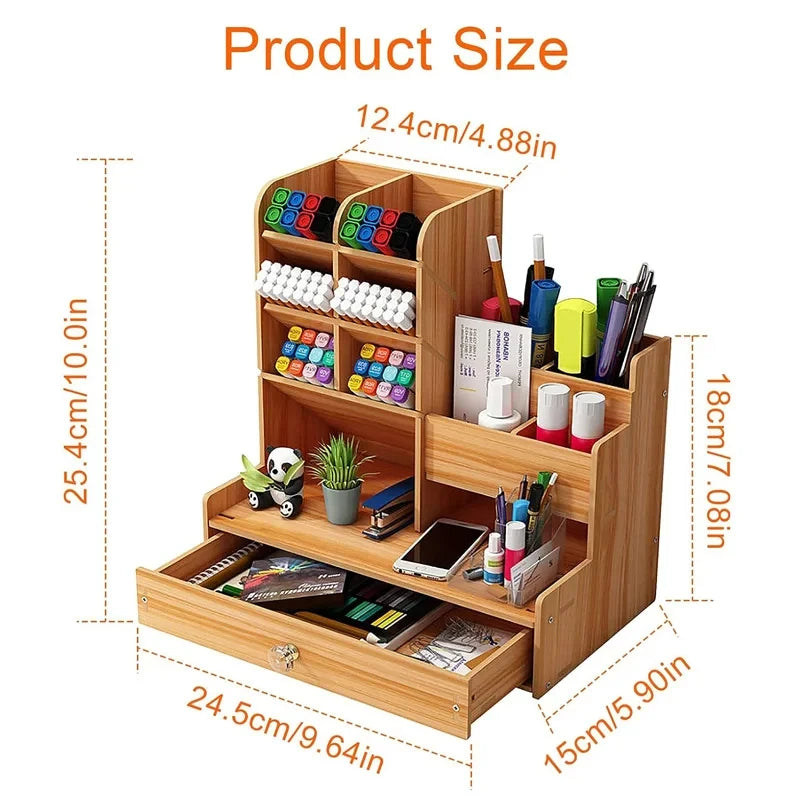 Deskon Quarry Wooden Desk Organizer with Drawer - view 4